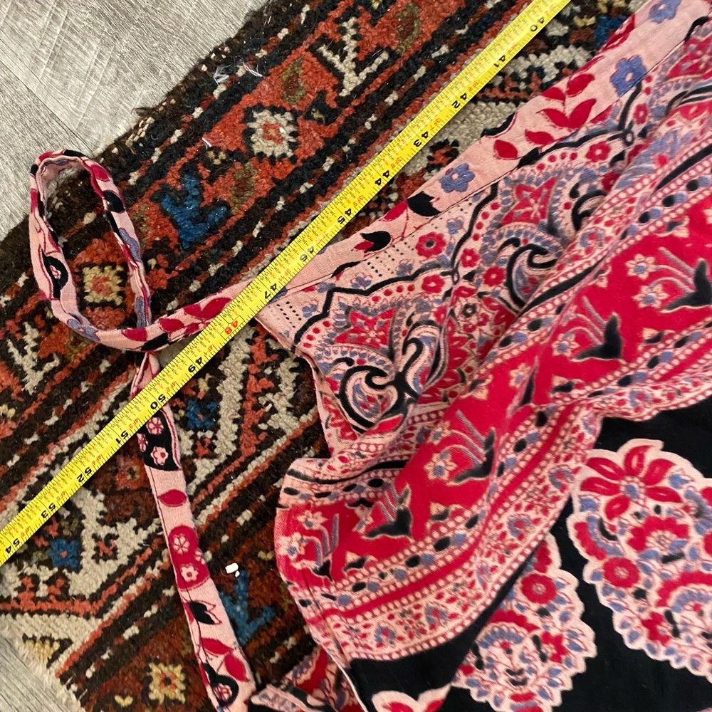 Vintage Indian Block Print Wrap Maxi Skirt Hippie Festival Boho Pink Peacock - Picture 10 of 11